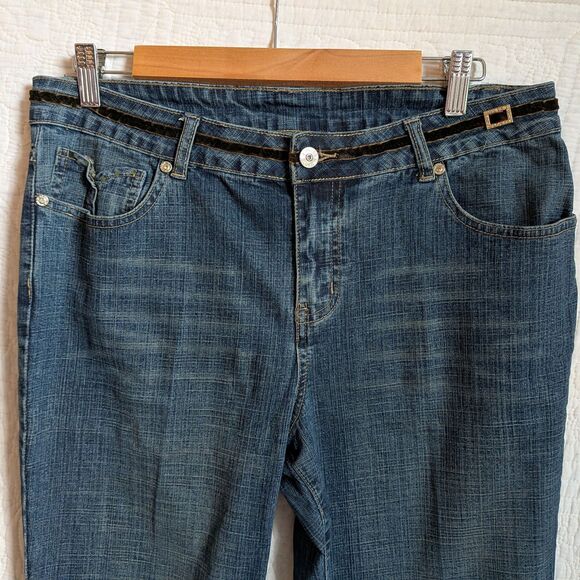 Vintage Y2K Baccini Bootcut Jeans Velvet Sequin Rhinestone Detail Size 12 - Picture 10 of 14